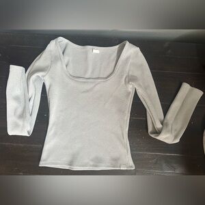 Gilly Hicks Light Gray Ribbed Long Sleeve Top